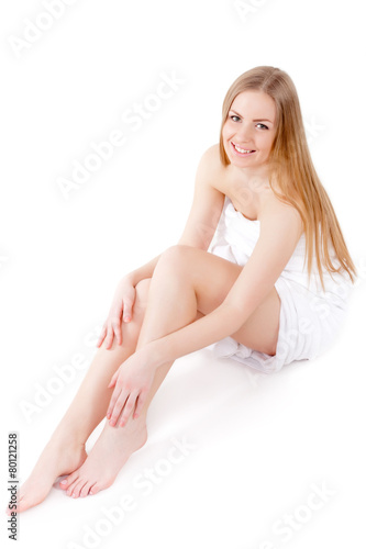 Pretty adult girl with perfect legs