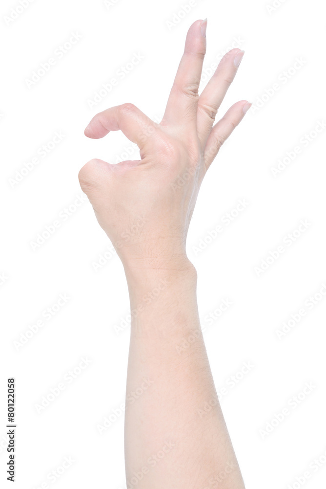 Disabled hand try to show OK sign isolated on white background Disabled hand try to show OK sign isolated on white background