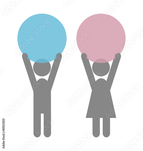 Man and woman icons pictograms with space for text isolated on w