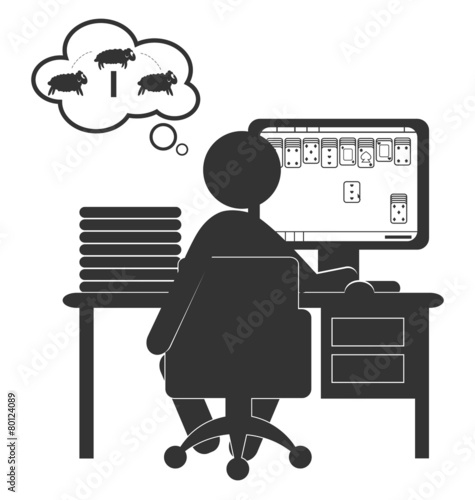 Flat computer icon with card game isolated on white background