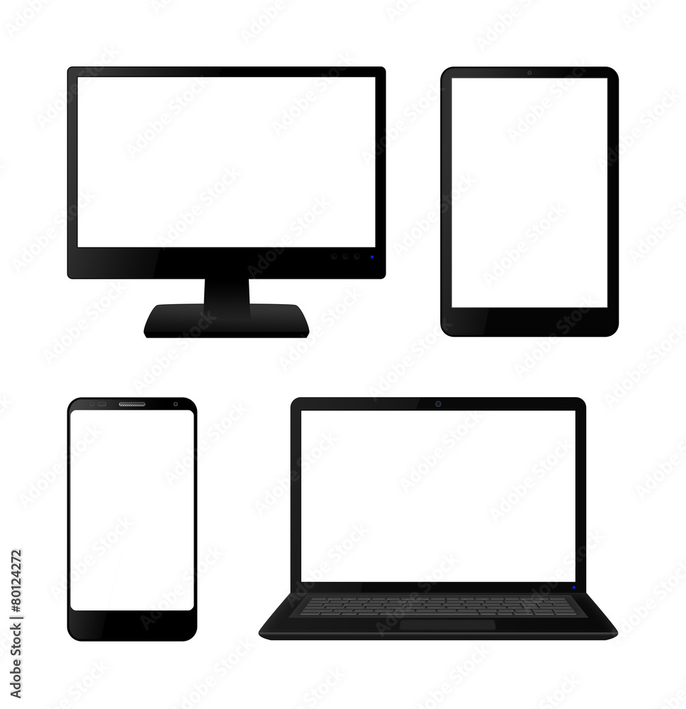monitor, tablet, smartphone, laptop SET - leer weiß monitor, tablet, smartphone, laptop SET - leer weiß