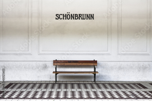 Bench in a subway station platform (Wien - Austria)