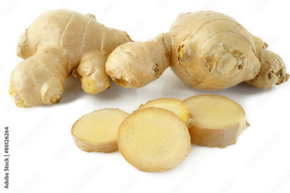 fresh ginger on white background fresh ginger on white background