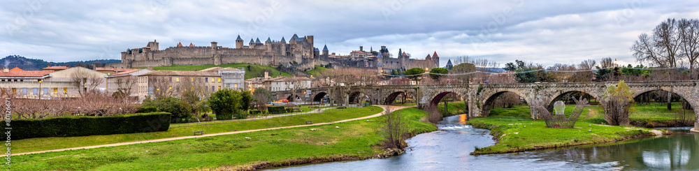 Carcassonne fortress and Pont Vieux - France, Languedoc-Roussill