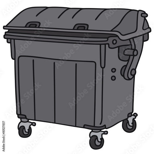 Black plastic garbage container