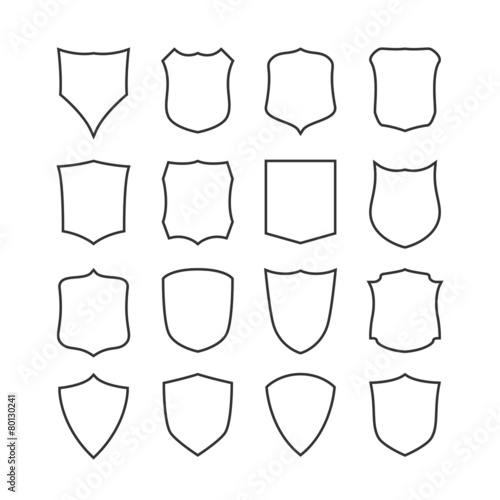 Big set of blank, classic shields, templates.