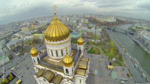 Crosses on golden cupolas of Christ the Saviour Cathedral 