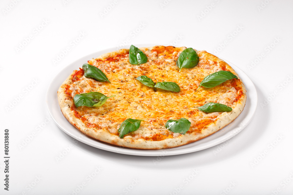 pizza Margherita on white background pizza Margherita on white background