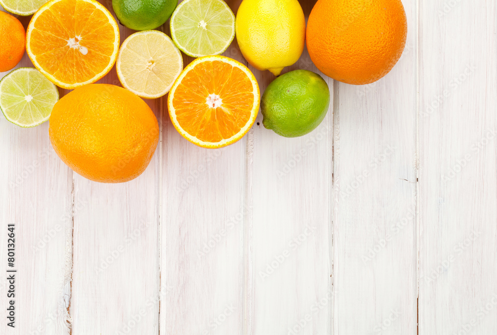 Citrus fruits. Oranges, limes and lemons Citrus fruits. Oranges, limes and lemons