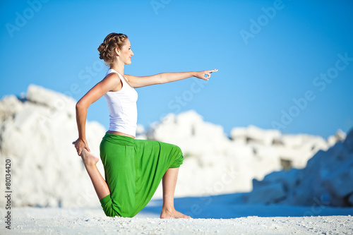 Yoga woman on nature