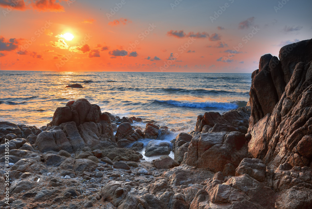 Sunrise on sea coast