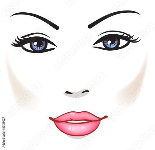 Beauty Woman Face, Beautiful Girl Vector Portrait