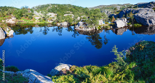 Deep blue mountain lake on Norway