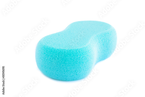 Blue synthetic sponge - isolated on white background