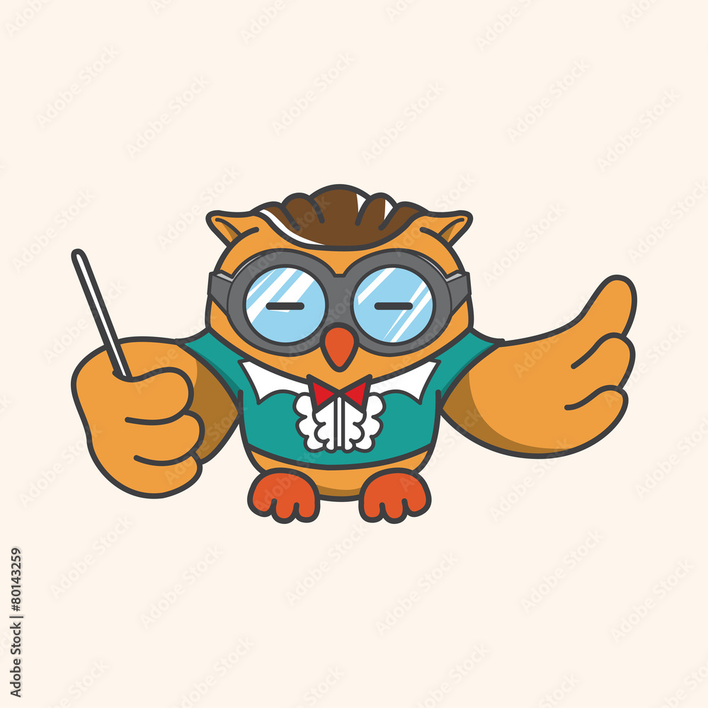 animal owl playing instrument cartoon theme elements