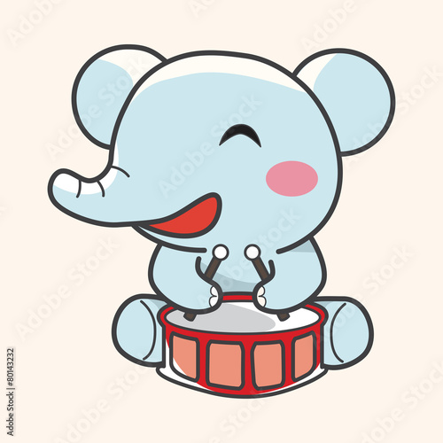 animal elephant playing instrument cartoon theme elements