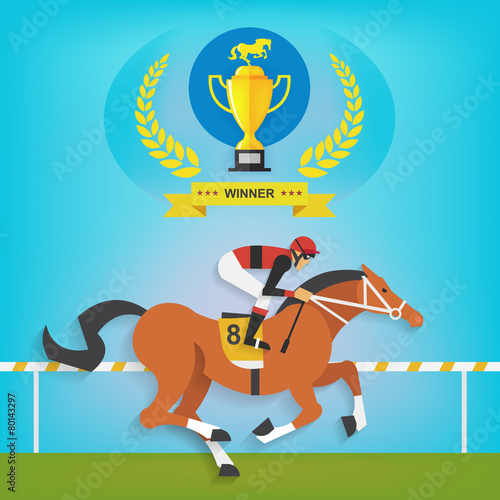 The champion of race horse riding, Vector illustration