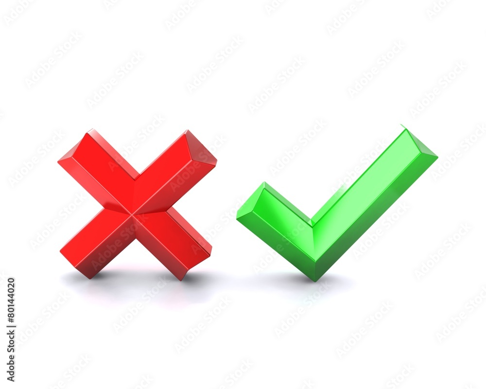 Red and green check mark signs Red and green check mark signs