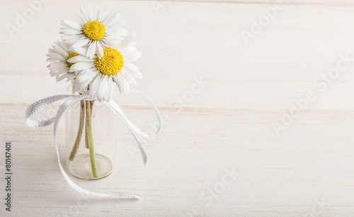 Fototapeta Naklejka Na Ścianę i Meble -  daisy flowers in a small vase