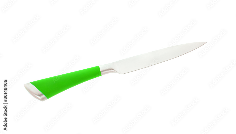 Obraz premium Green Steel Kitchen Knife. Isolated