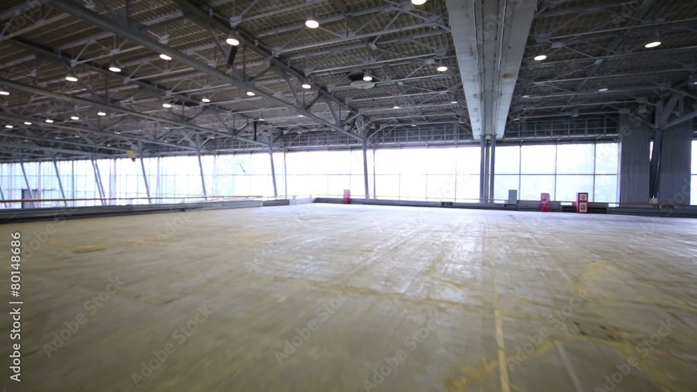 Big empty hall with big windows, moving camera Big empty hall with big windows, moving camera