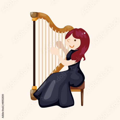 character musician harpist theme elements