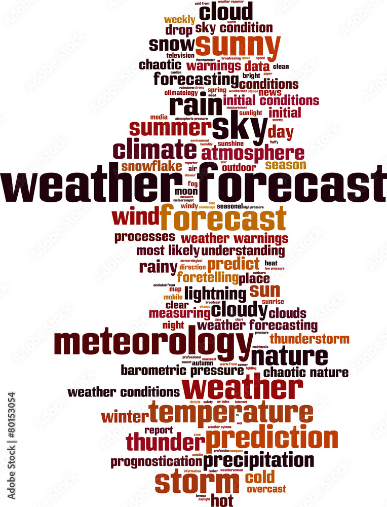 Weather forecast word cloud concept. Vector illustration