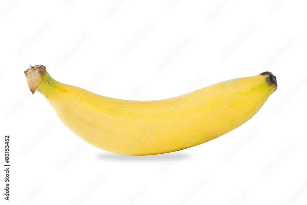 Closed up banana on white Closed up banana on white