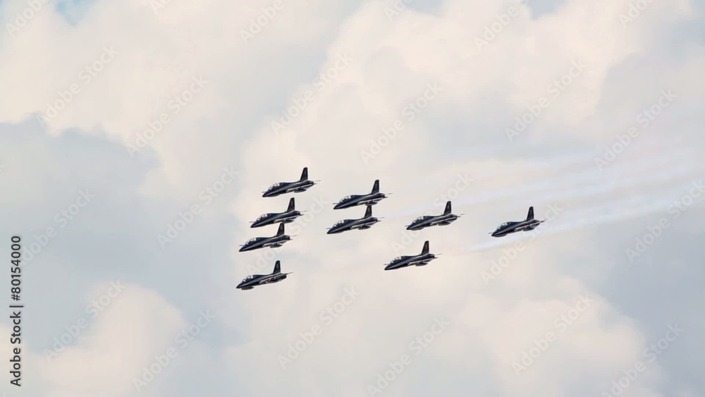 Group aerobatics nine CF-339 on air show Group aerobatics nine CF-339 on air show