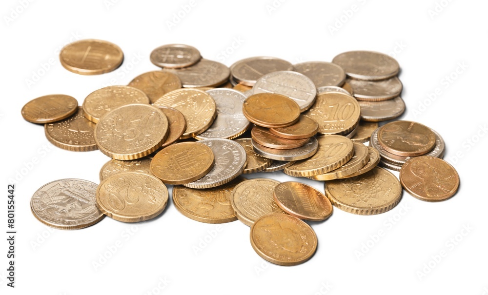 Coins. set coins on white background Coins. set coins on white background