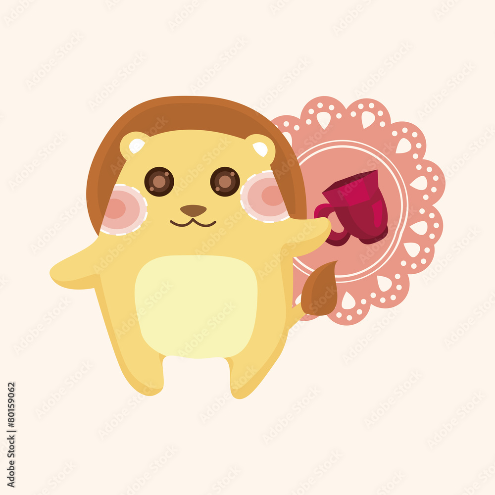 Obraz premium animal squirrel having afternoon tea theme elements