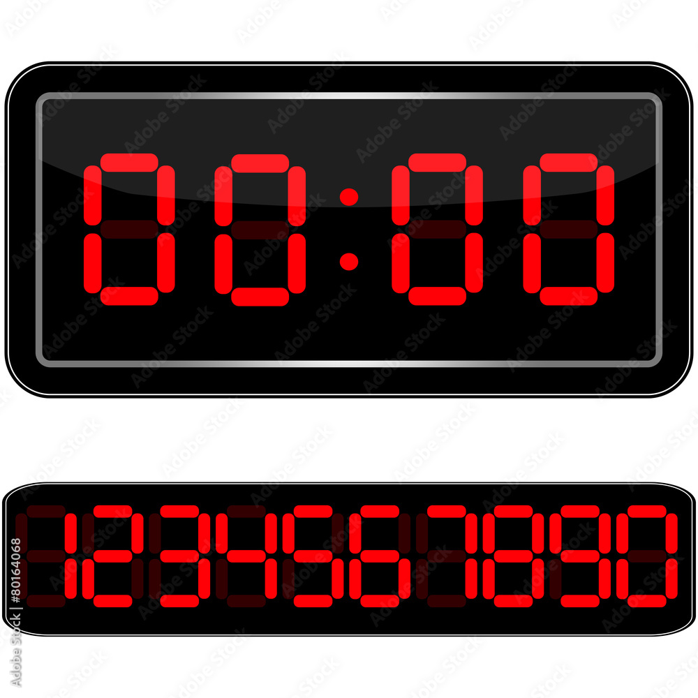 Vecteur Stock Digital Clock . Digital Uhr Nummer