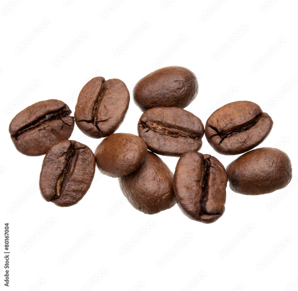 roasted coffee beans isolated in white background cutout roasted coffee beans isolated in white background cutout