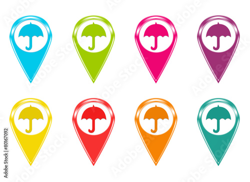 Free Download Set of icons for markers on maps with umbrella symbol - GFXLoad