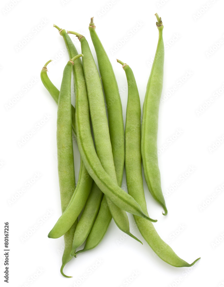 Green beans handful isolated on white background cutout Green beans handful isolated on white background cutout