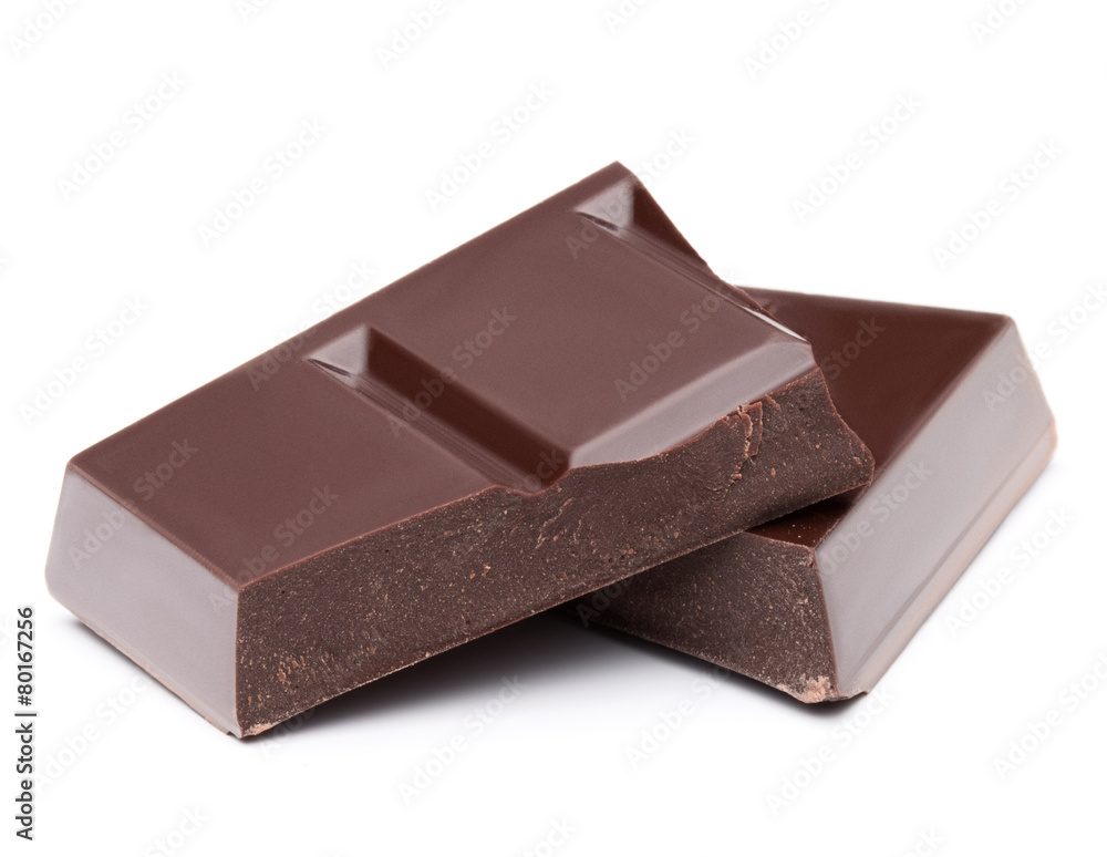piece of dark chocolate bar isolated on white background cutout piece of dark chocolate bar isolated on white background cutout