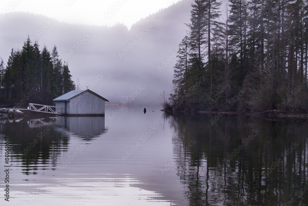 Fototapeta premium Boat house on lake