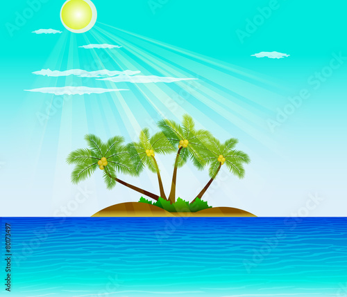 Fototapeta Naklejka Na Ścianę i Meble -  Tropical beach with Palm Trees