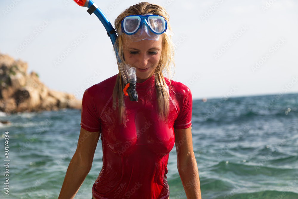 Sexy diver girl after her dive. Stock Photo | Adobe Stock