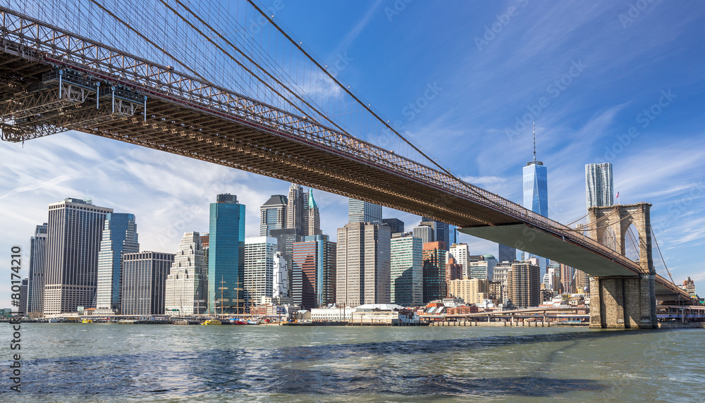 New York City Brooklyn Bridge Manhattan skyline <span>plik: #80174210 | autor: blvdone</span>