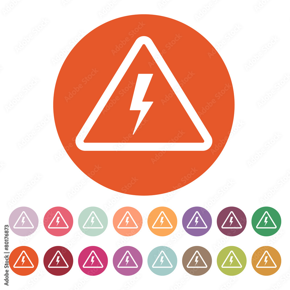 The lightning icon. Danger symbol. Flat The lightning icon. Danger symbol. Flat