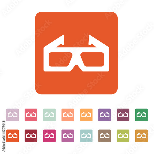 The 3d movie icon. 3D Glasses symbol. Flat