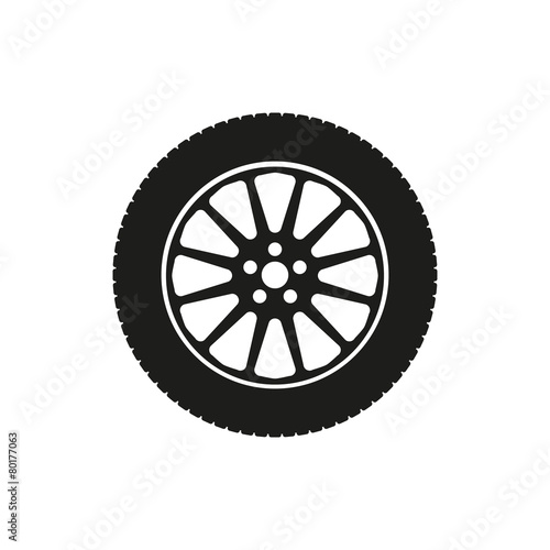 The tire icon. Wheel symbol. Flat