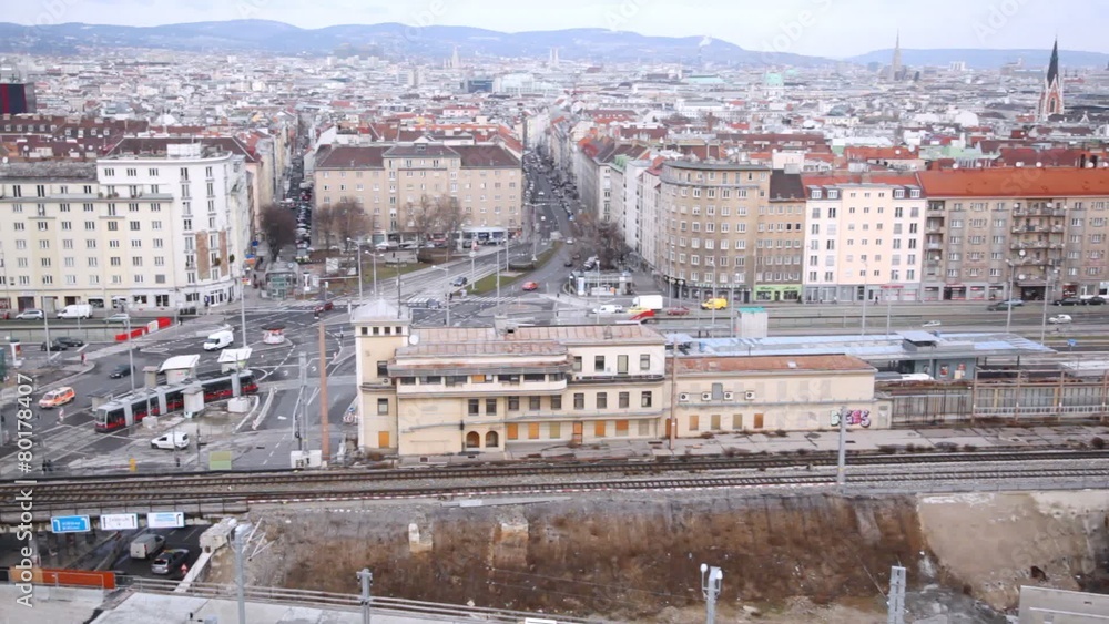 Traffic near bridge and city center in Vienna, Austria Traffic near bridge and city center in Vienna, Austria