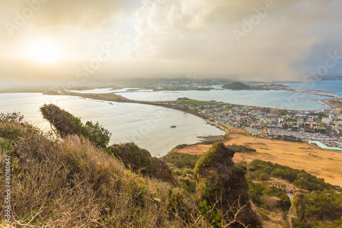 Songsan Ilchulbong view point in Jeju island, South Korea. photo