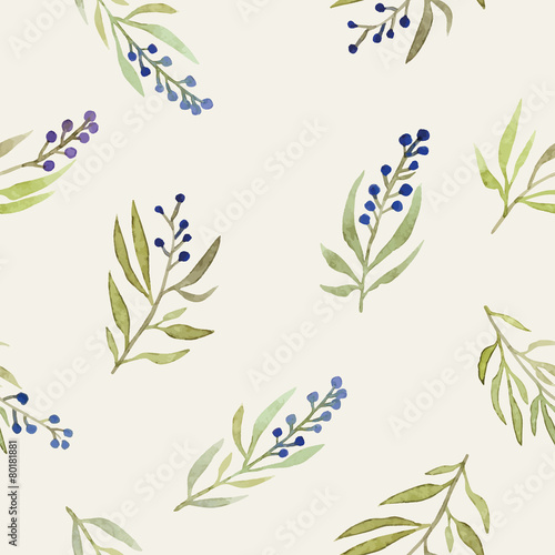 Watercolor seamless flowers pattern