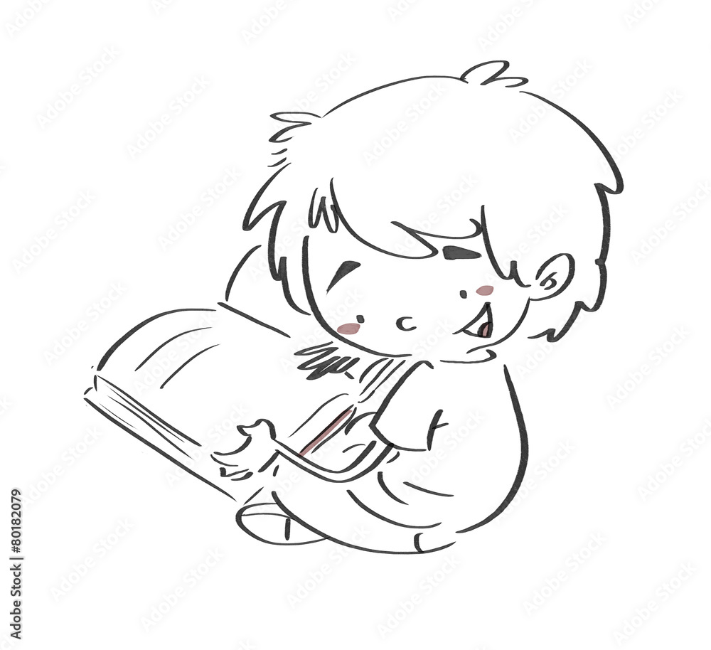 niño sentado con libro niño sentado con libro