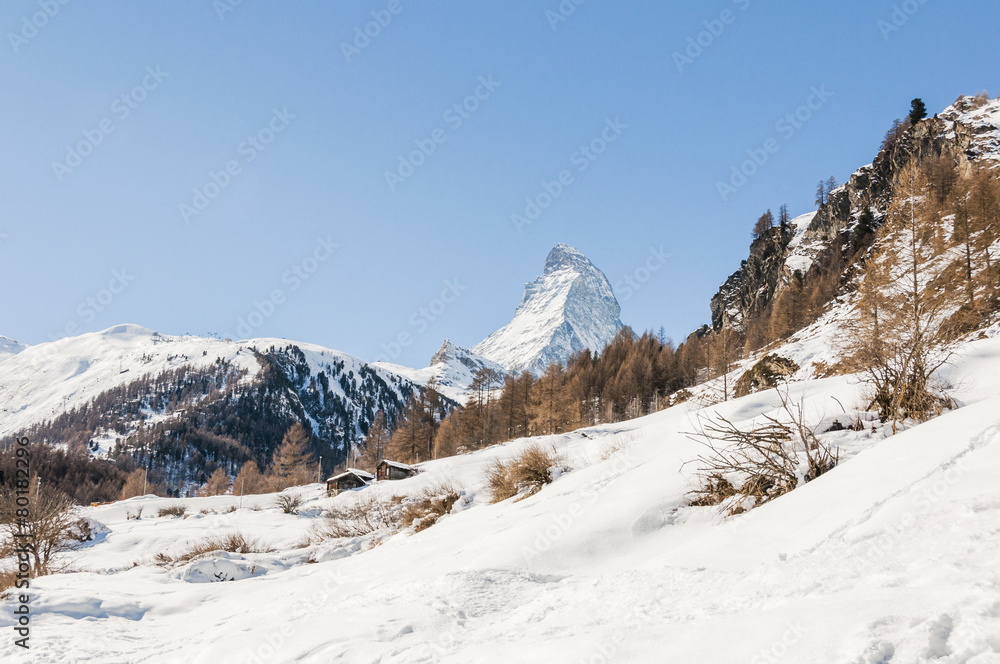 Zermatt, Bergdorf, Walliser Alpen, Zmutt, Winter, Schweiz