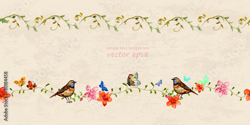 floral set seamless borders for your design. watercolor