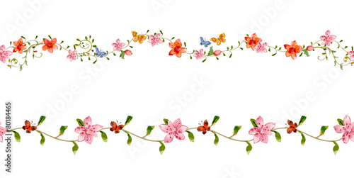 floral set seamless borders for your design. watercolor